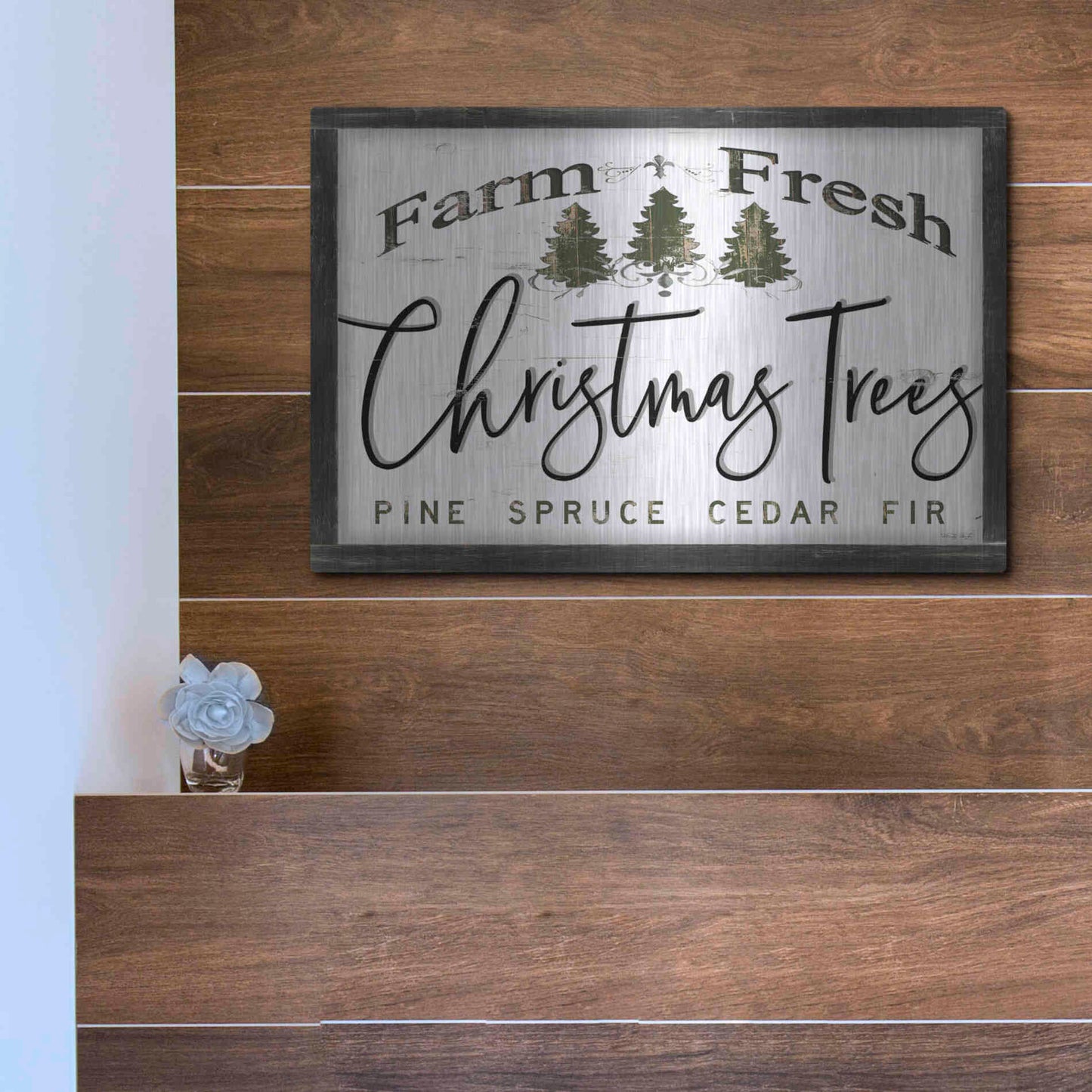 Luxe Metal Art 'Farm Fresh Christmas Trees II' by Cindy Jacobs, Metal Wall Art,16x12