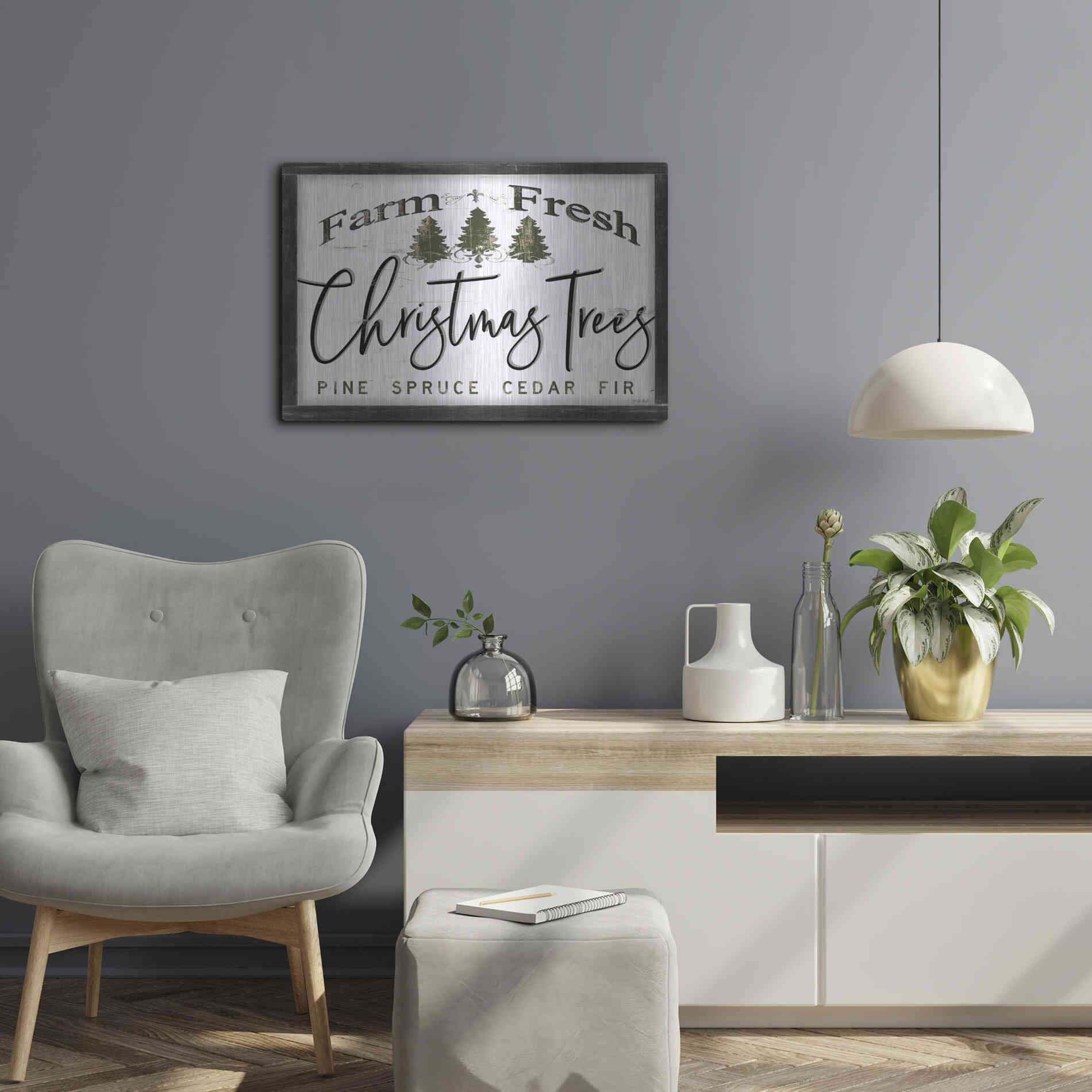 Luxe Metal Art 'Farm Fresh Christmas Trees II' by Cindy Jacobs, Metal Wall Art,24x16