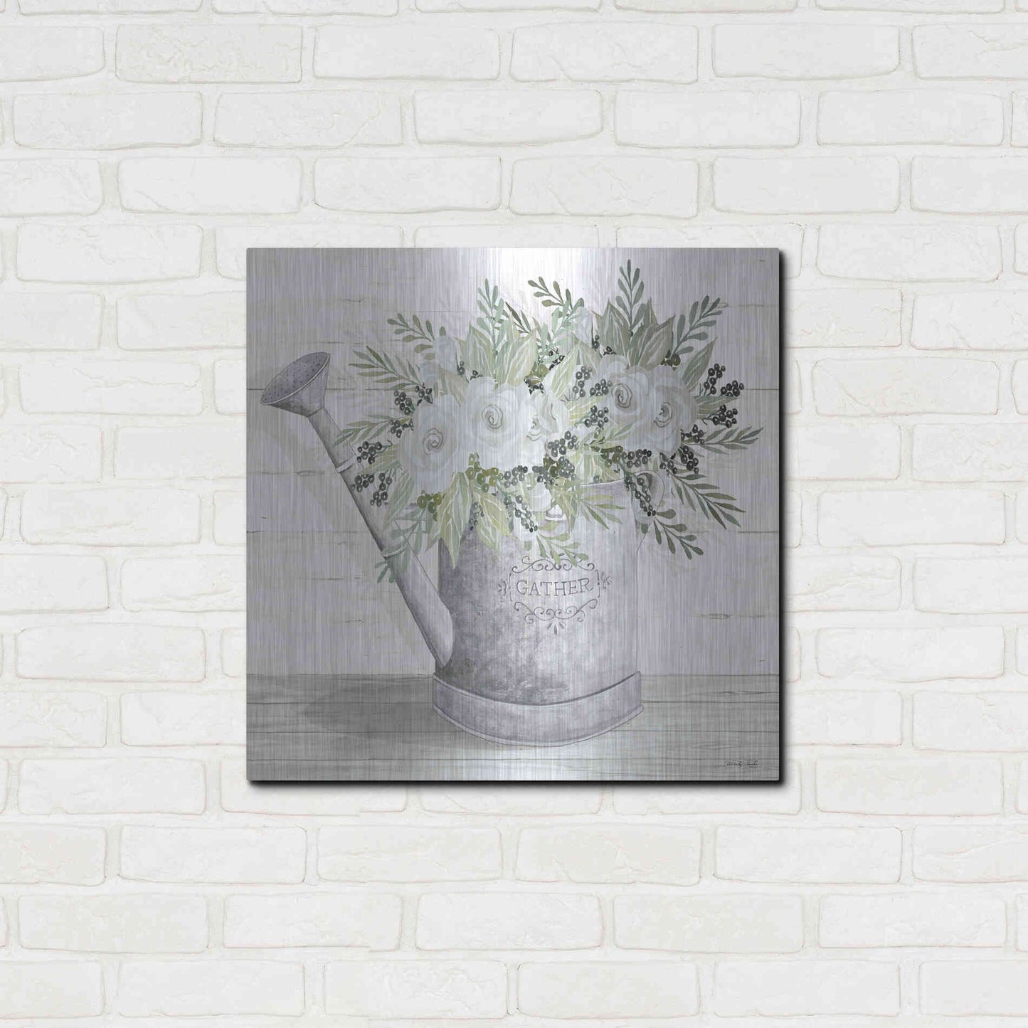 Luxe Metal Art 'Gather Watering Can' by Cindy Jacobs, Metal Wall Art,24x24