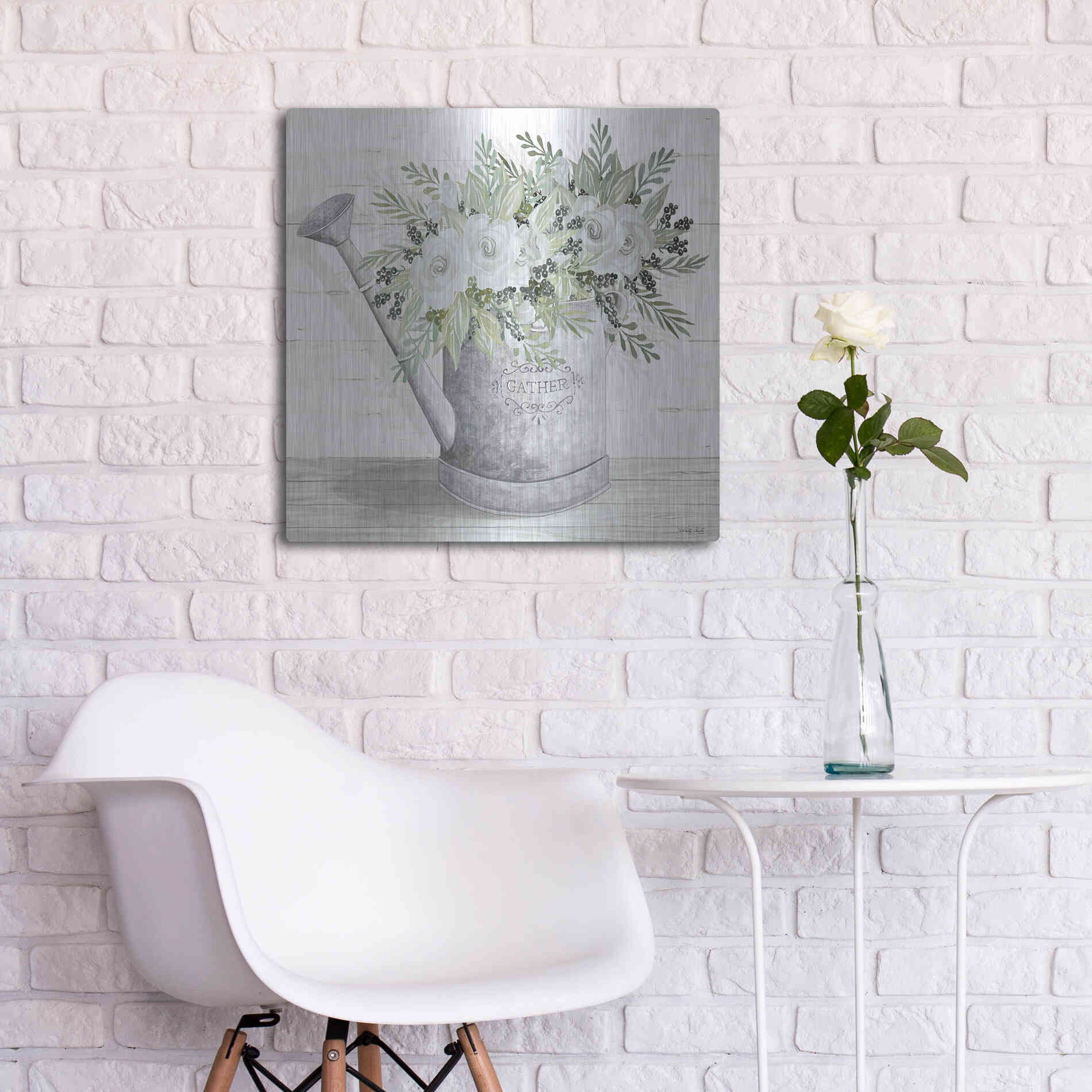 Luxe Metal Art 'Gather Watering Can' by Cindy Jacobs, Metal Wall Art,24x24