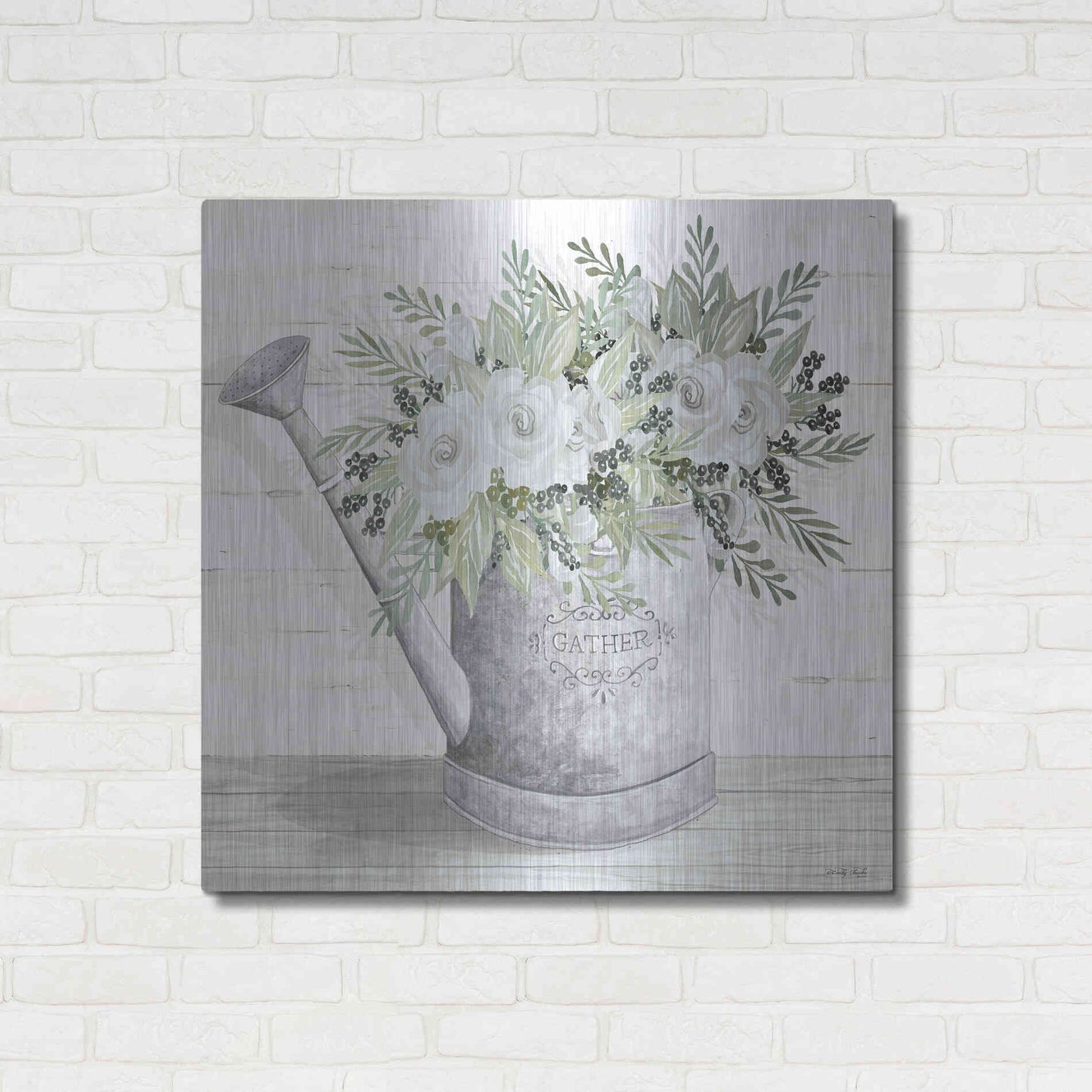 Luxe Metal Art 'Gather Watering Can' by Cindy Jacobs, Metal Wall Art,36x36