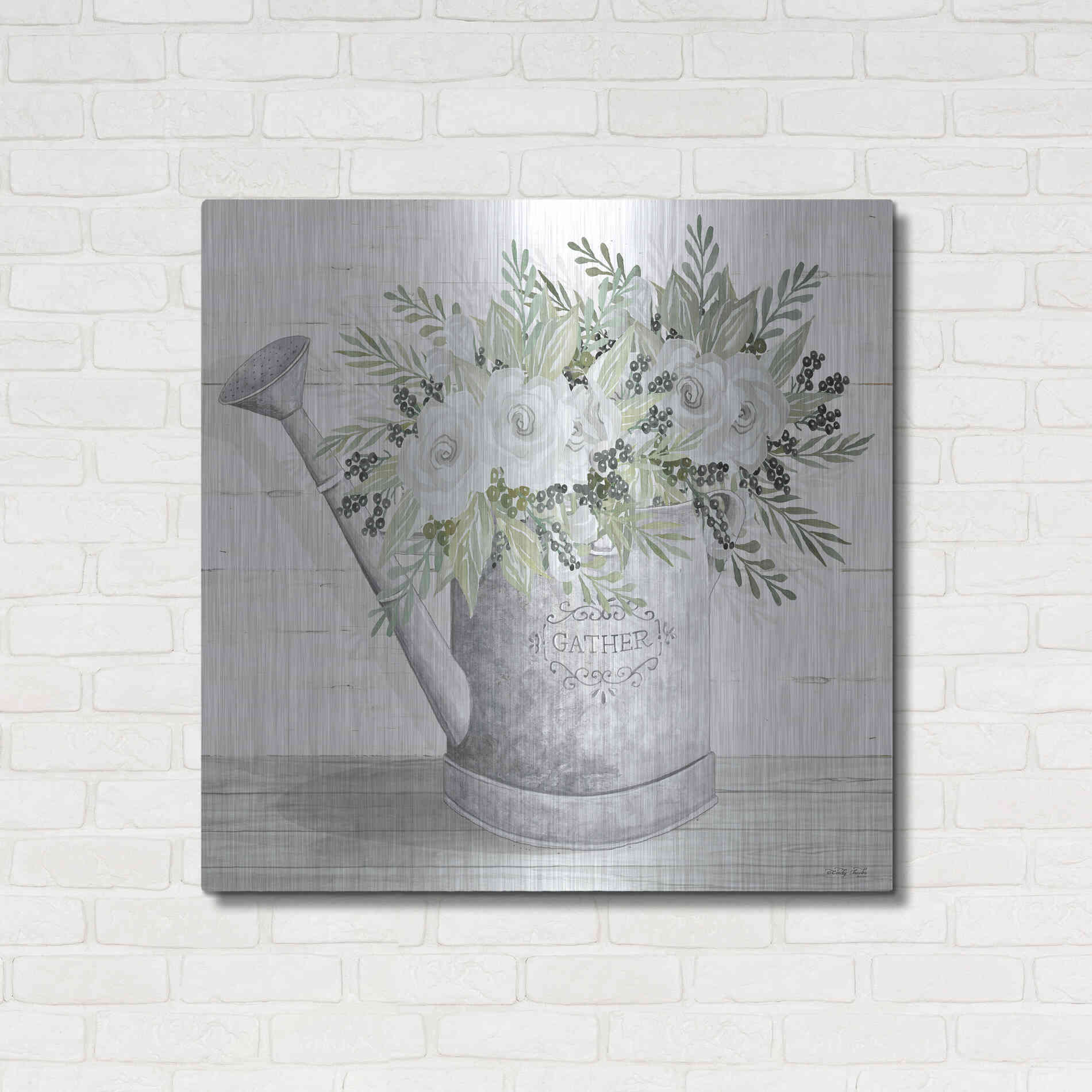 Luxe Metal Art 'Gather Watering Can' by Cindy Jacobs, Metal Wall Art,36x36