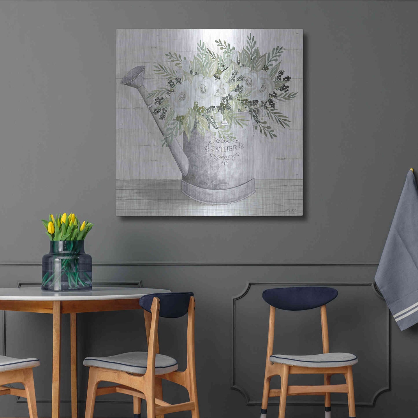 Luxe Metal Art 'Gather Watering Can' by Cindy Jacobs, Metal Wall Art,36x36