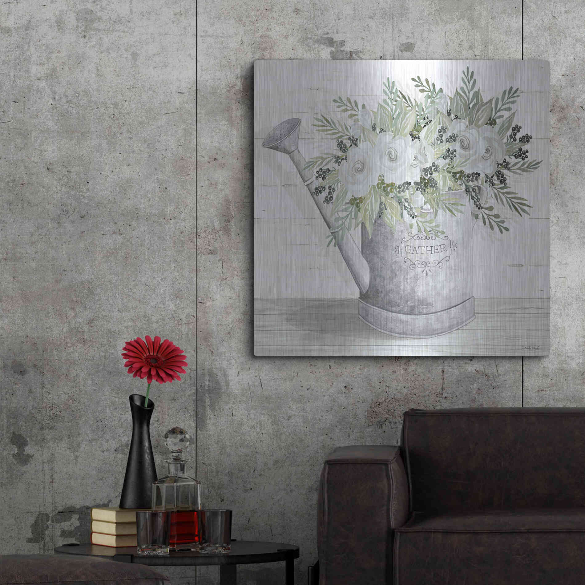 Luxe Metal Art 'Gather Watering Can' by Cindy Jacobs, Metal Wall Art,36x36