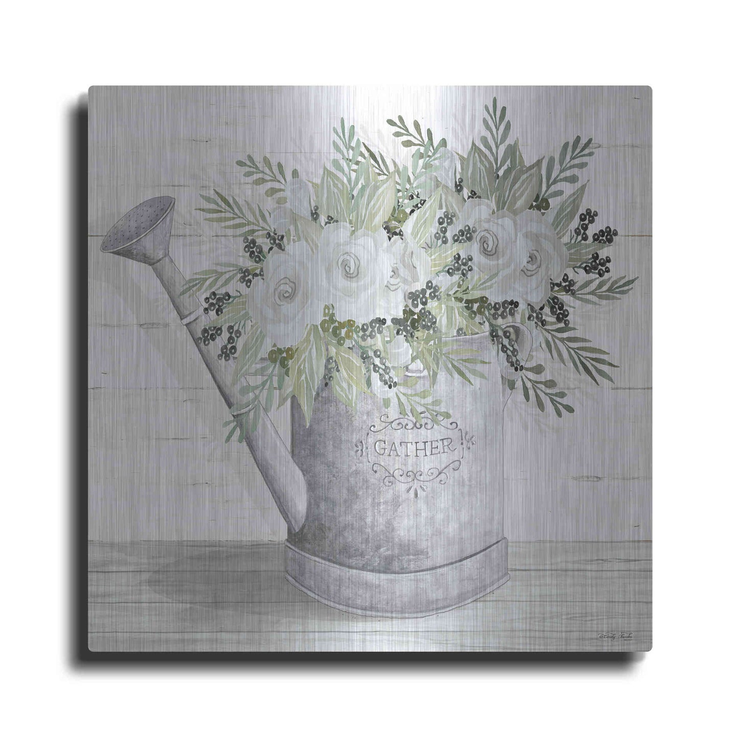 Luxe Metal Art 'Gather Watering Can' by Cindy Jacobs, Metal Wall Art