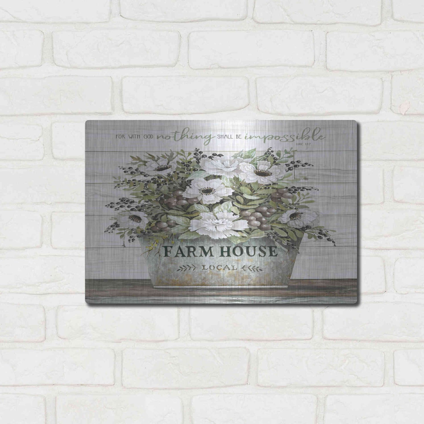 Luxe Metal Art 'Nothing Shall Be Impossible' by Cindy Jacobs, Metal Wall Art,16x12