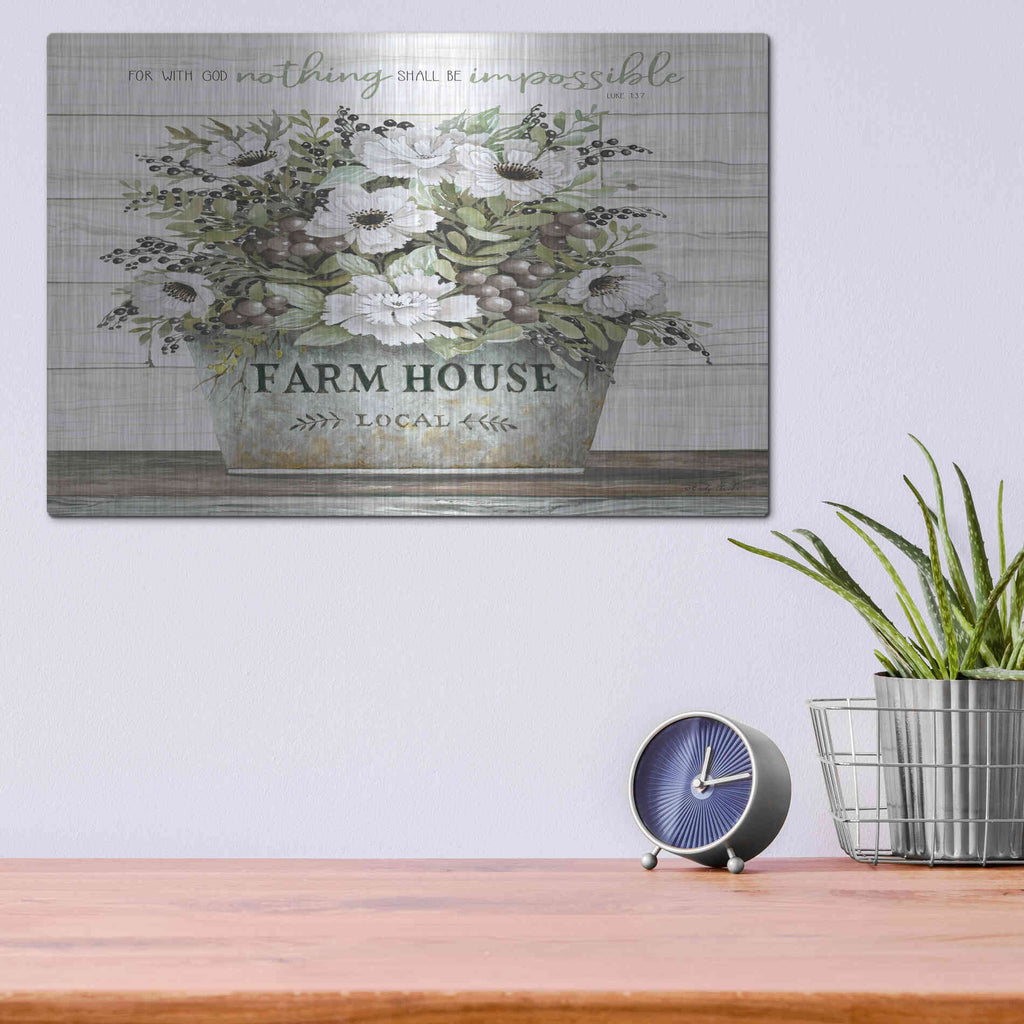 Luxe Metal Art 'Nothing Shall Be Impossible' by Cindy Jacobs, Metal Wall Art,16x12
