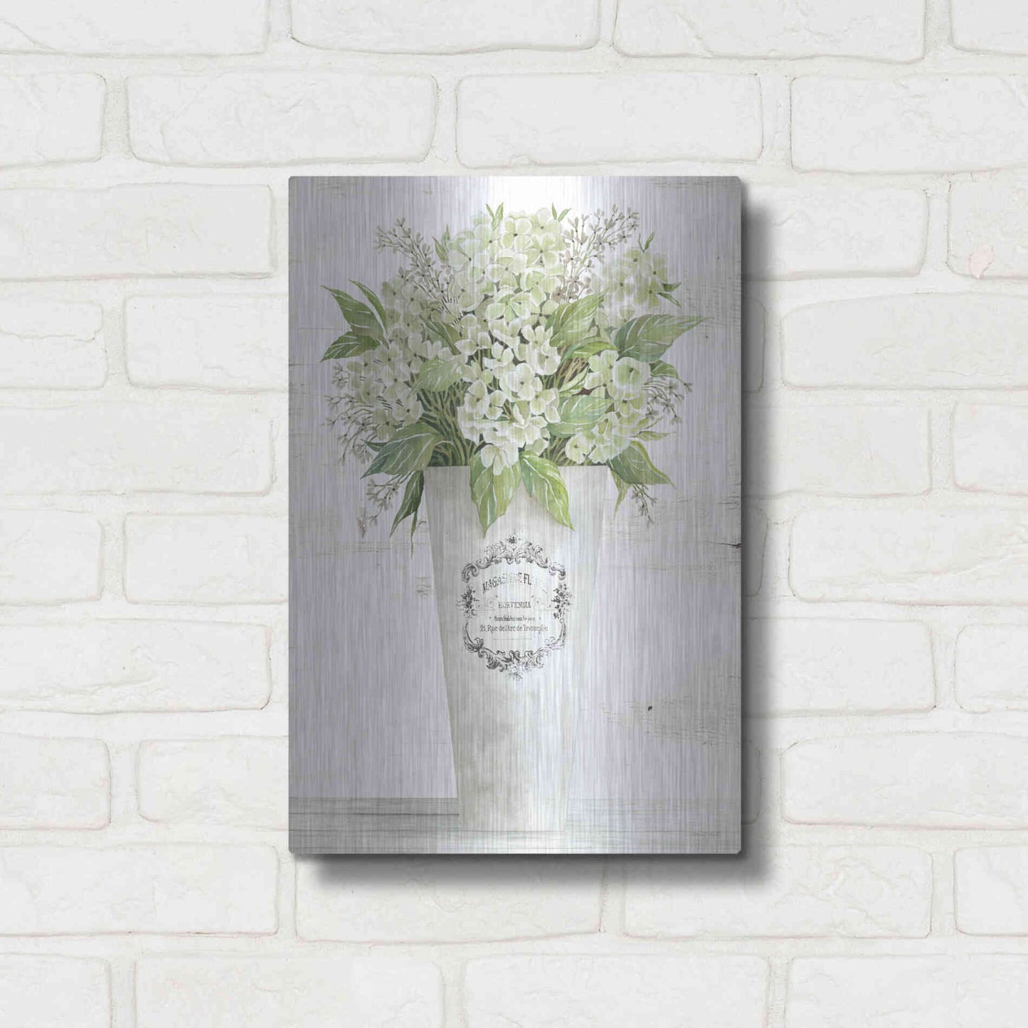 Luxe Metal Art 'Les Fleurs Hortensia' by Cindy Jacobs, Metal Wall Art,12x16