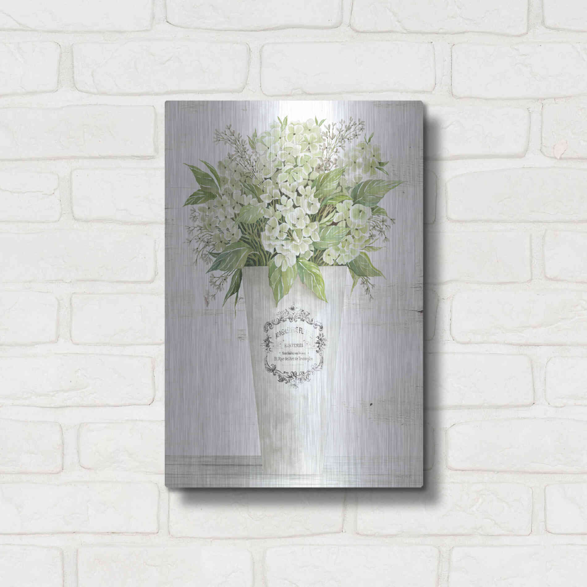 Luxe Metal Art 'Les Fleurs Hortensia' by Cindy Jacobs, Metal Wall Art,12x16