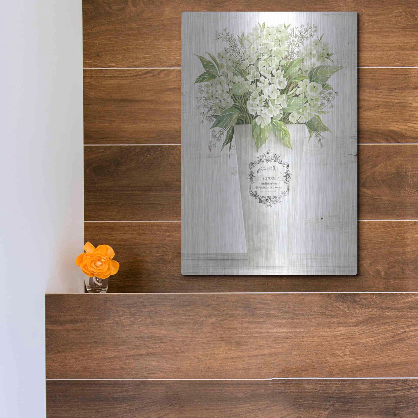 Luxe Metal Art 'Les Fleurs Hortensia' by Cindy Jacobs, Metal Wall Art,12x16