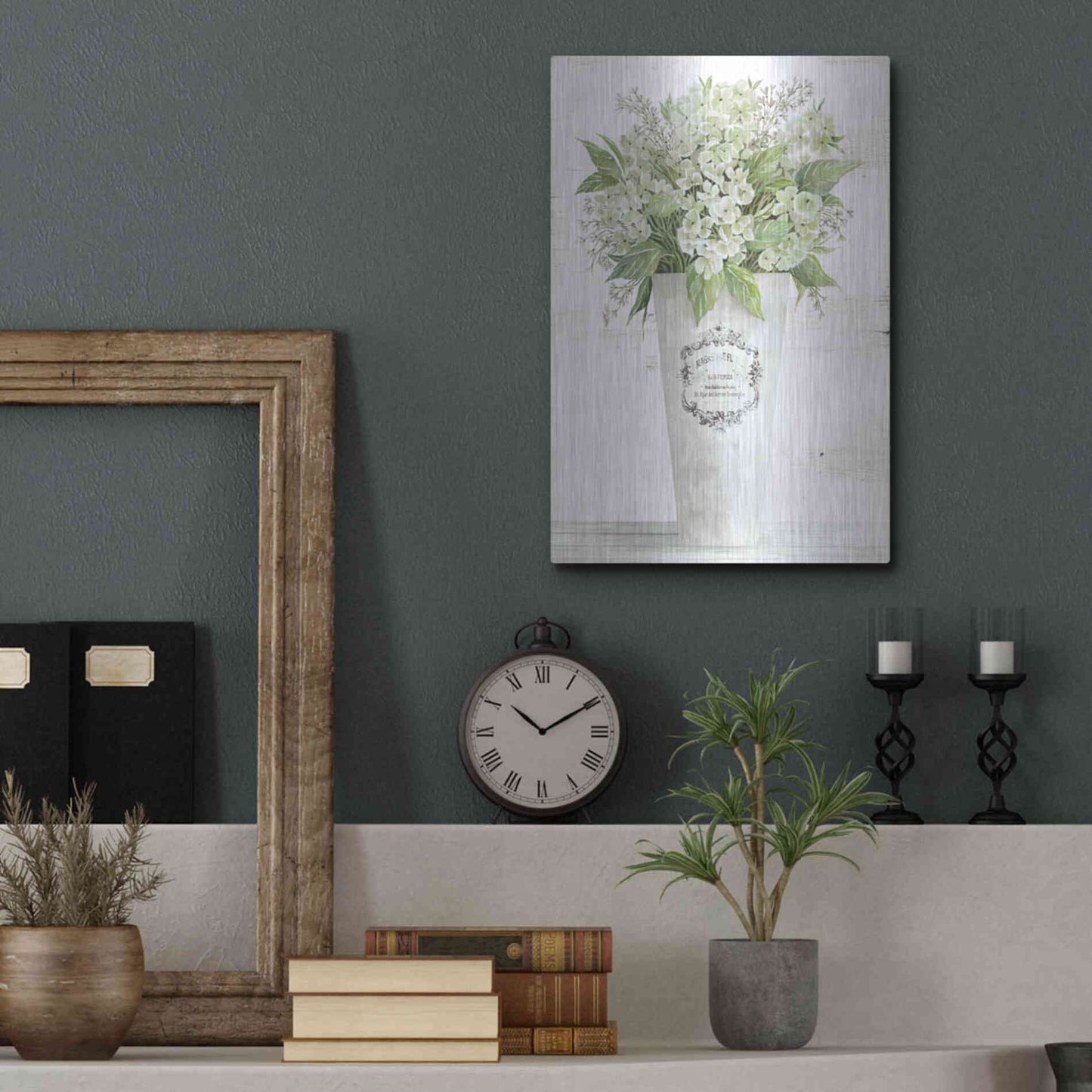 Luxe Metal Art 'Les Fleurs Hortensia' by Cindy Jacobs, Metal Wall Art,12x16