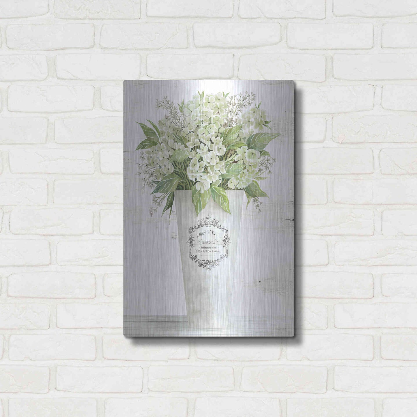Luxe Metal Art 'Les Fleurs Hortensia' by Cindy Jacobs, Metal Wall Art,16x24