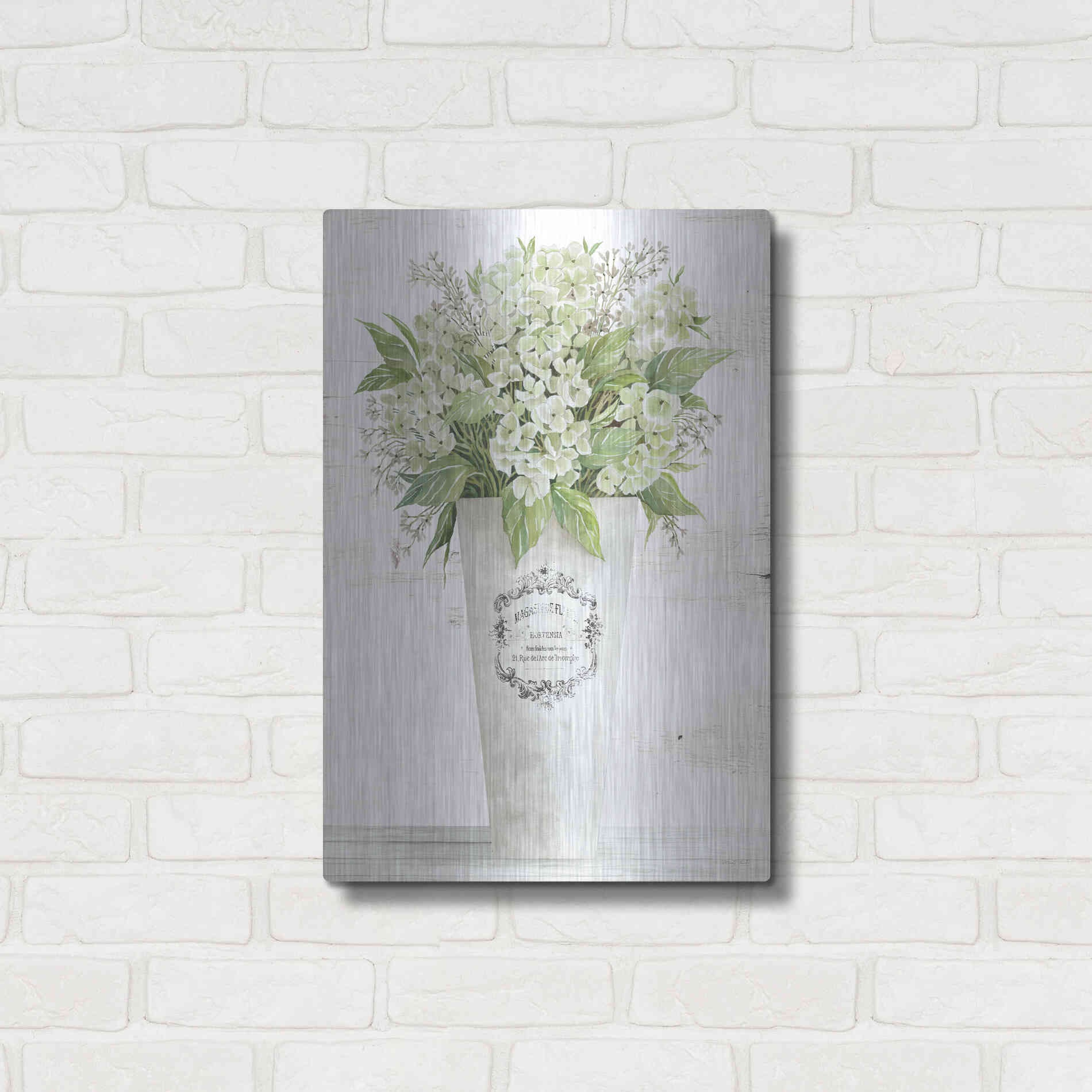 Luxe Metal Art 'Les Fleurs Hortensia' by Cindy Jacobs, Metal Wall Art,16x24