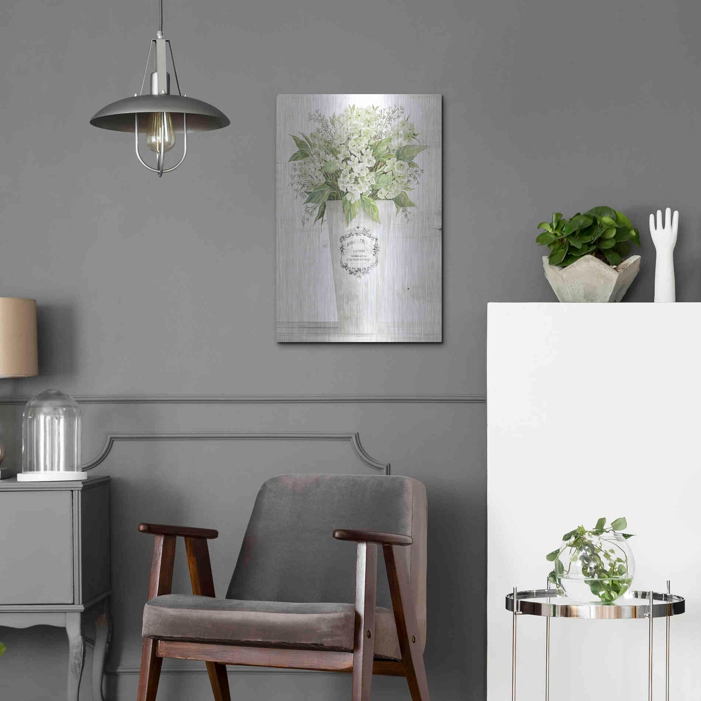 Luxe Metal Art 'Les Fleurs Hortensia' by Cindy Jacobs, Metal Wall Art,16x24