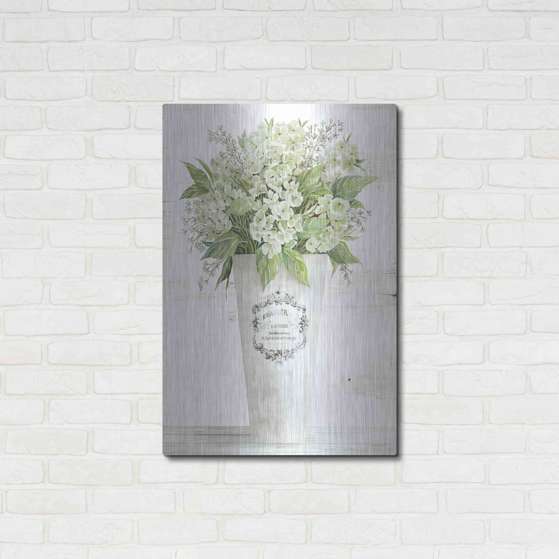 Luxe Metal Art 'Les Fleurs Hortensia' by Cindy Jacobs, Metal Wall Art,24x36