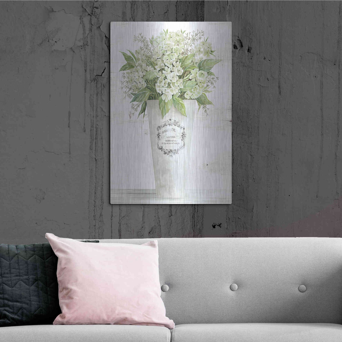 Luxe Metal Art 'Les Fleurs Hortensia' by Cindy Jacobs, Metal Wall Art,24x36