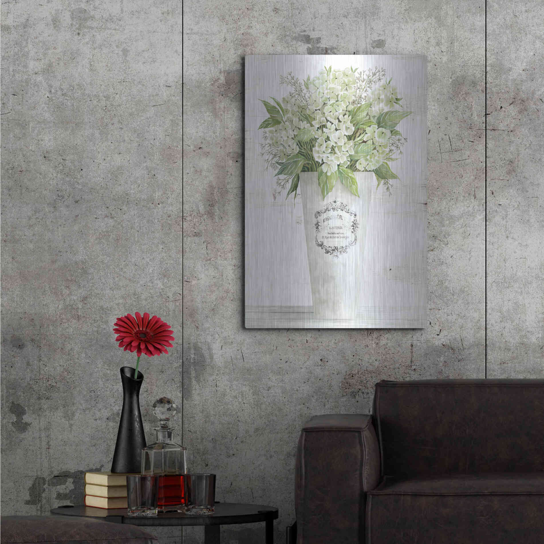 Luxe Metal Art 'Les Fleurs Hortensia' by Cindy Jacobs, Metal Wall Art,24x36