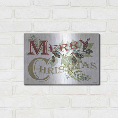 Luxe Metal Art 'Vintage Merry Christmas' by Cindy Jacobs, Metal Wall Art,16x12