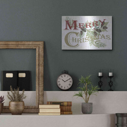 Luxe Metal Art 'Vintage Merry Christmas' by Cindy Jacobs, Metal Wall Art,16x12