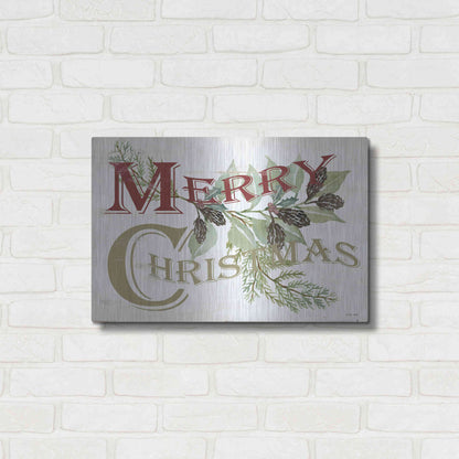 Luxe Metal Art 'Vintage Merry Christmas' by Cindy Jacobs, Metal Wall Art,24x16