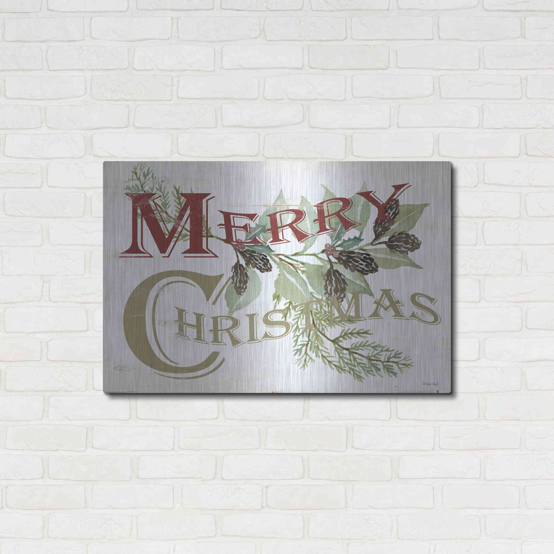 Luxe Metal Art 'Vintage Merry Christmas' by Cindy Jacobs, Metal Wall Art,36x24