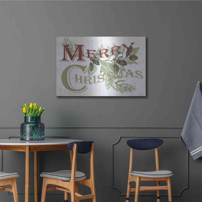 Luxe Metal Art 'Vintage Merry Christmas' by Cindy Jacobs, Metal Wall Art,36x24