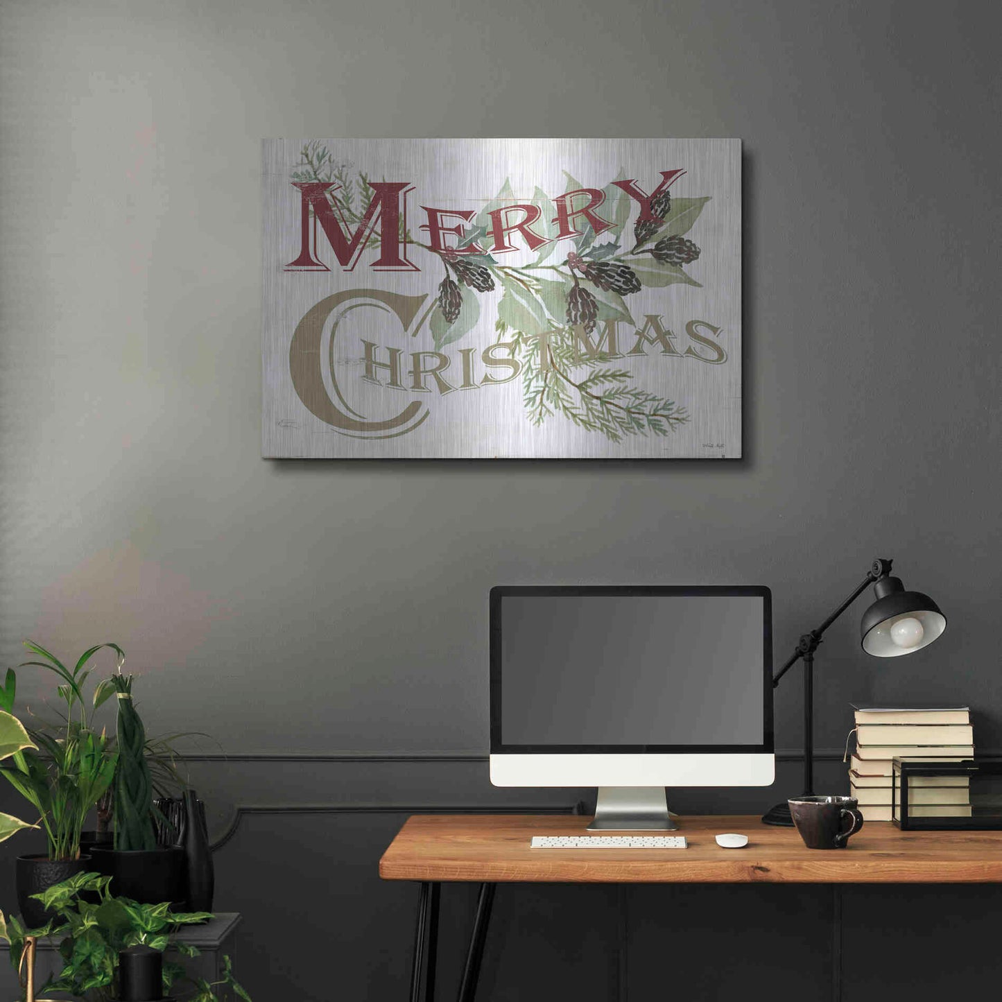 Luxe Metal Art 'Vintage Merry Christmas' by Cindy Jacobs, Metal Wall Art,36x24