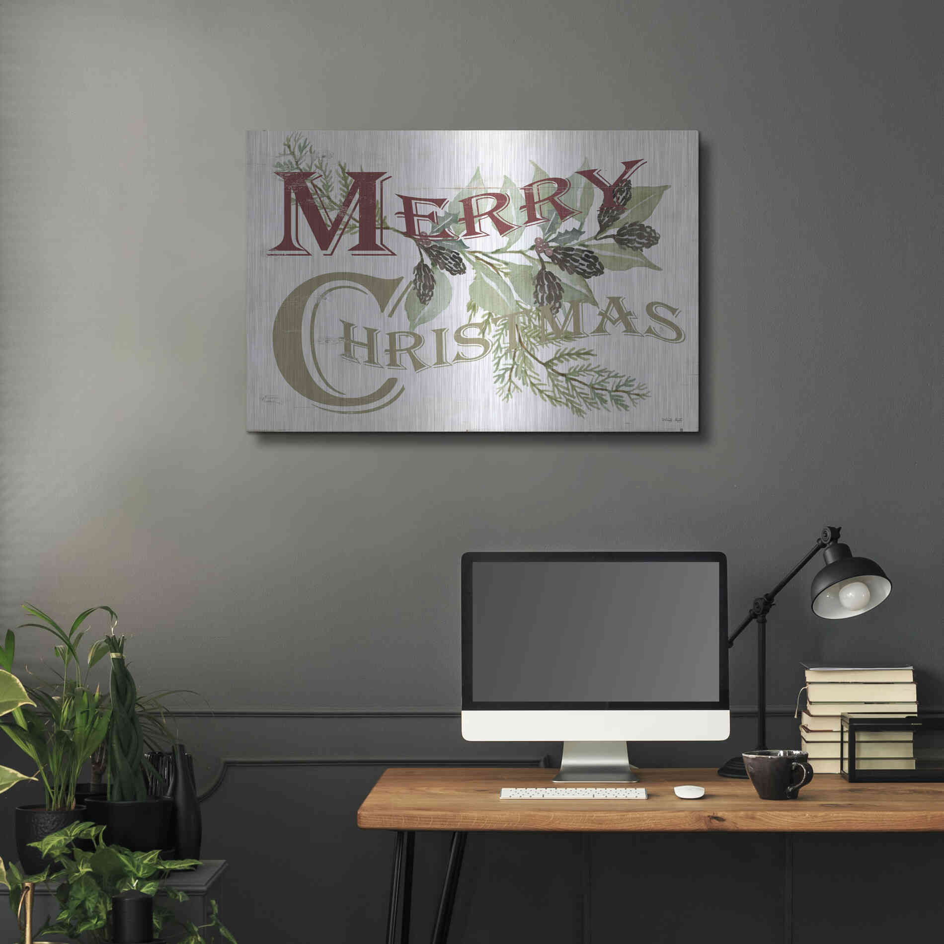 Luxe Metal Art 'Vintage Merry Christmas' by Cindy Jacobs, Metal Wall Art,36x24