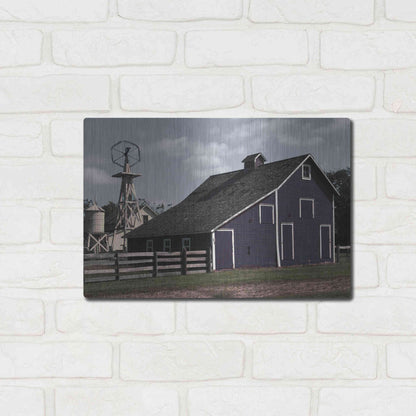 Luxe Metal Art 'Blue Barn' by Cindy Jacobs, Metal Wall Art,16x12