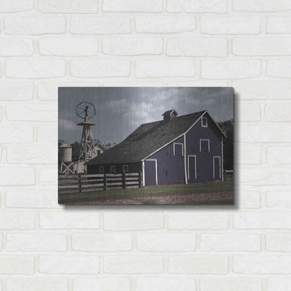 Luxe Metal Art 'Blue Barn' by Cindy Jacobs, Metal Wall Art,24x16