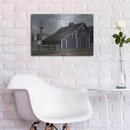 Luxe Metal Art 'Blue Barn' by Cindy Jacobs, Metal Wall Art,24x16