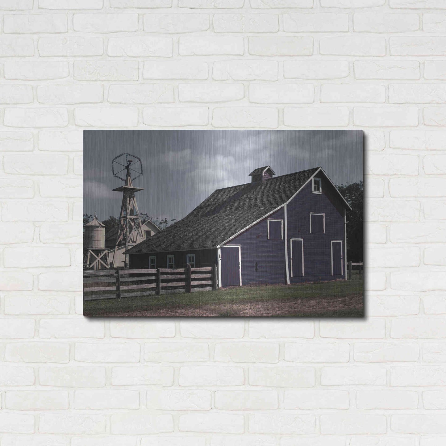 Luxe Metal Art 'Blue Barn' by Cindy Jacobs, Metal Wall Art,36x24