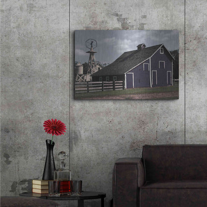 Luxe Metal Art 'Blue Barn' by Cindy Jacobs, Metal Wall Art,36x24