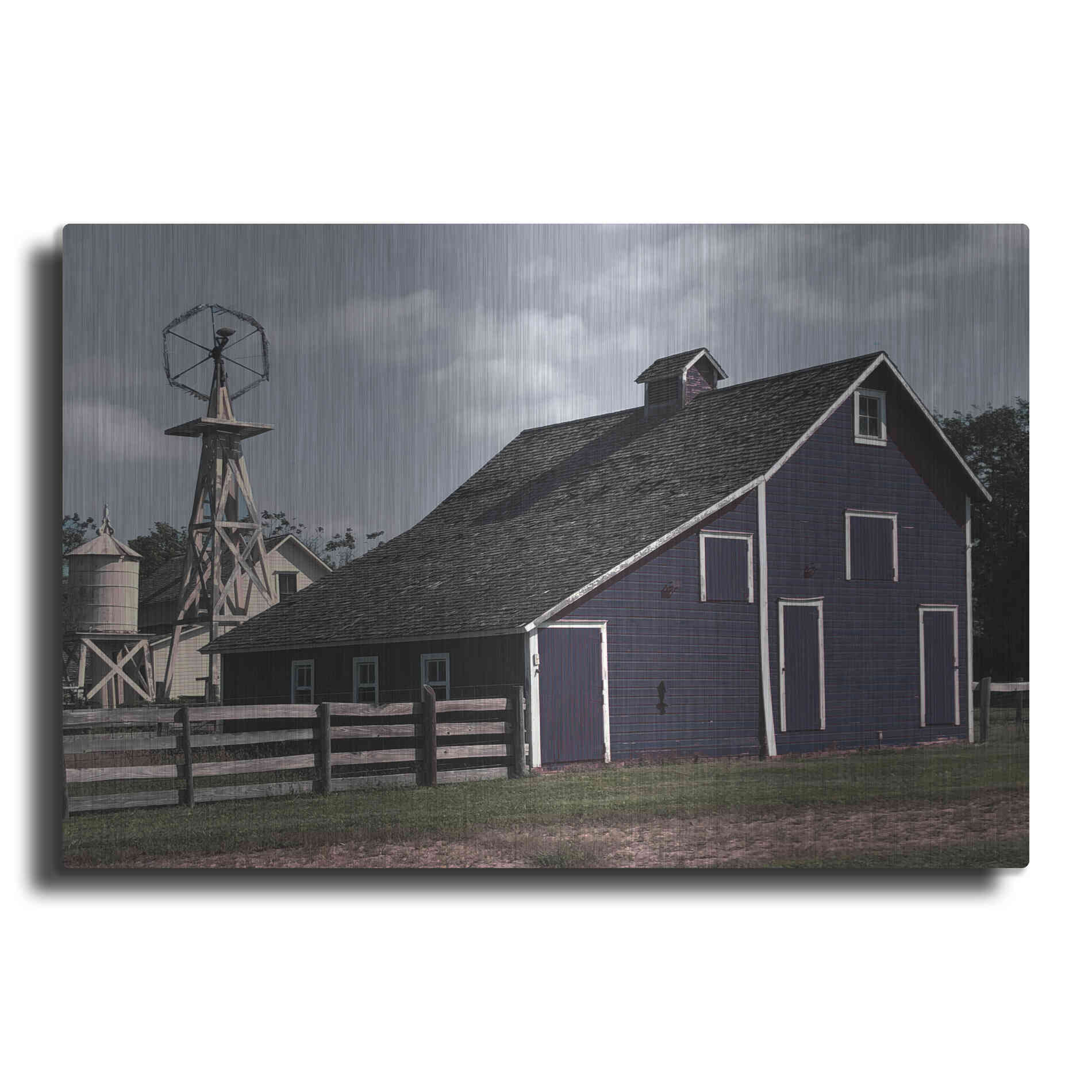 Luxe Metal Art 'Blue Barn' by Cindy Jacobs, Metal Wall Art