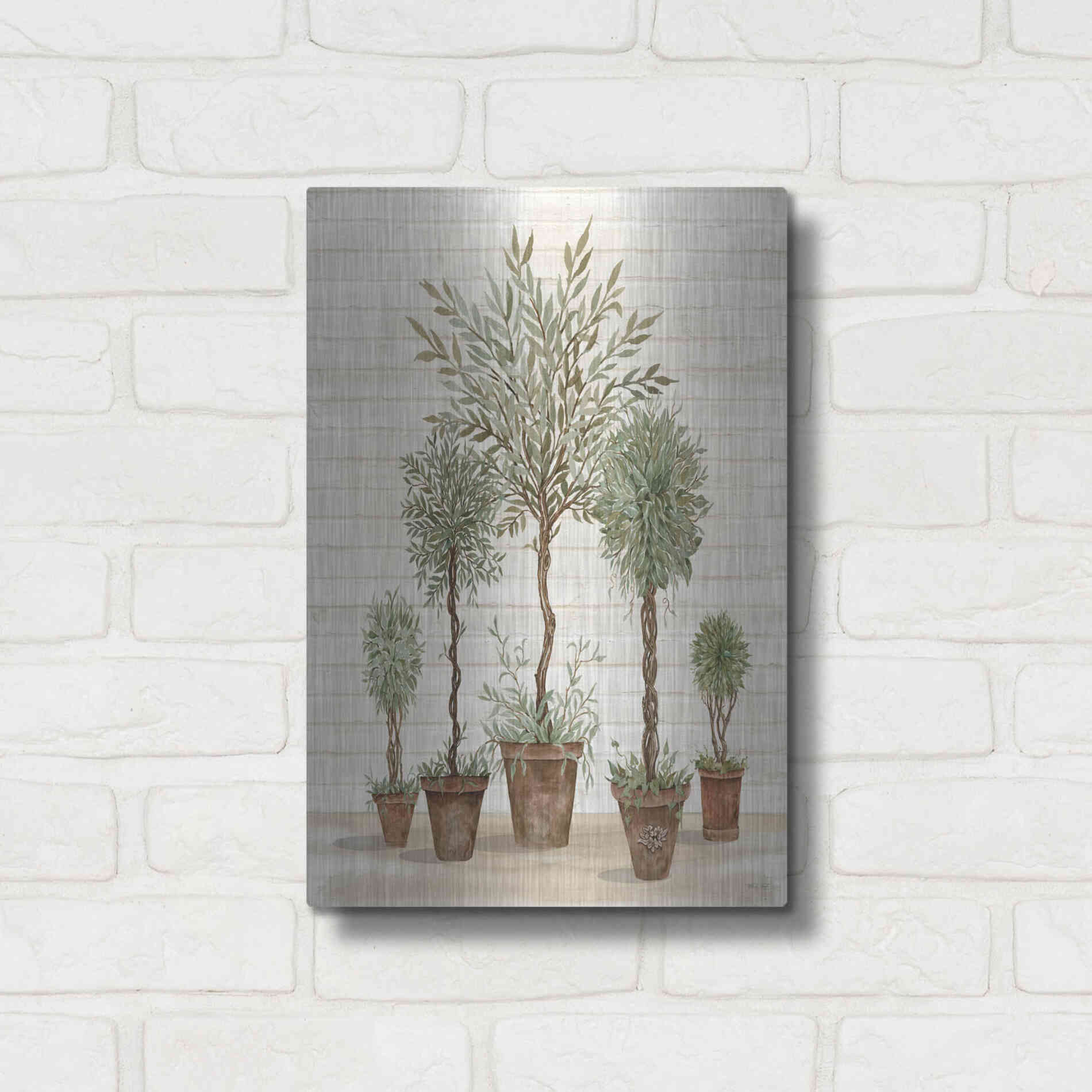 Luxe Metal Art 'Potted Tree Collection' by Cindy Jacobs, Metal Wall Art,12x16