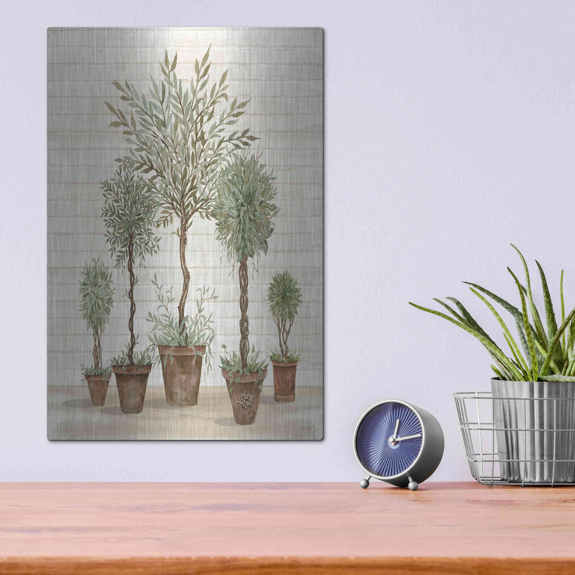 Luxe Metal Art 'Potted Tree Collection' by Cindy Jacobs, Metal Wall Art,12x16