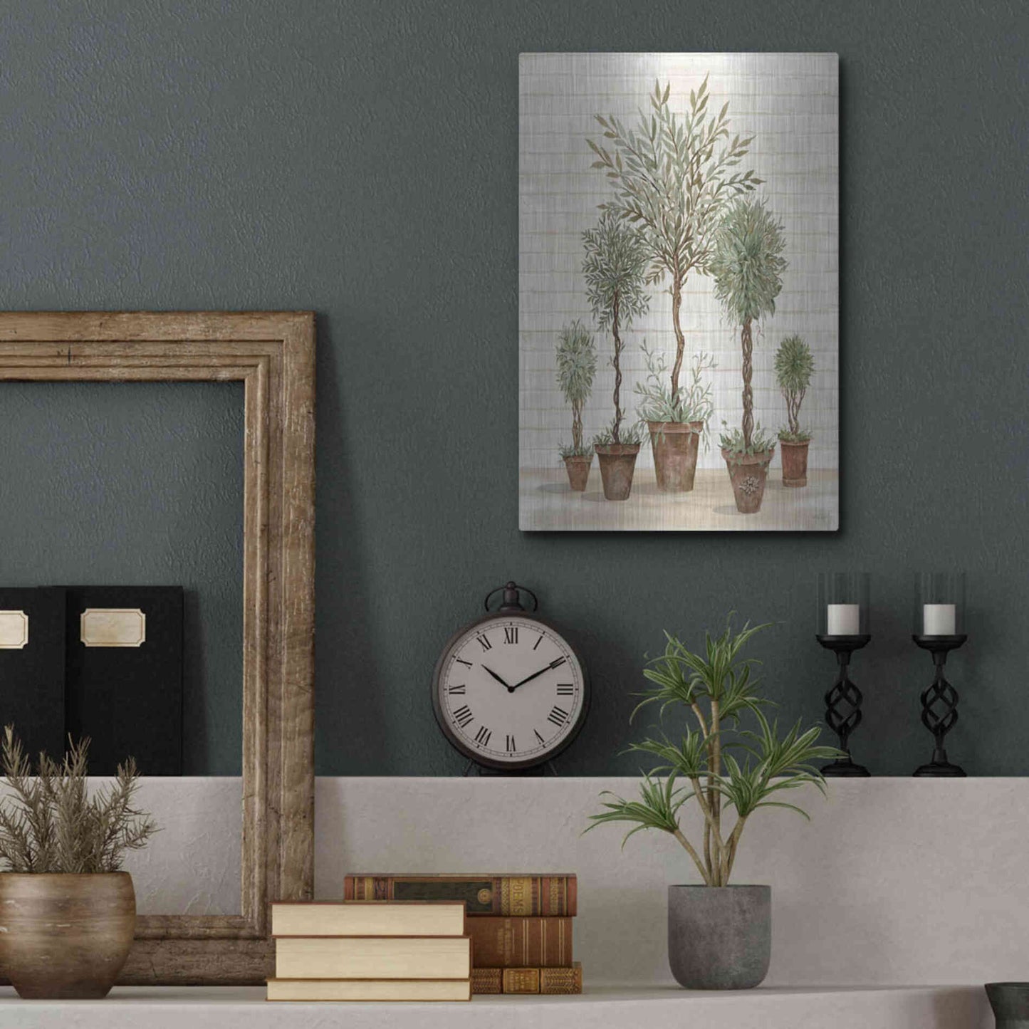 Luxe Metal Art 'Potted Tree Collection' by Cindy Jacobs, Metal Wall Art,12x16
