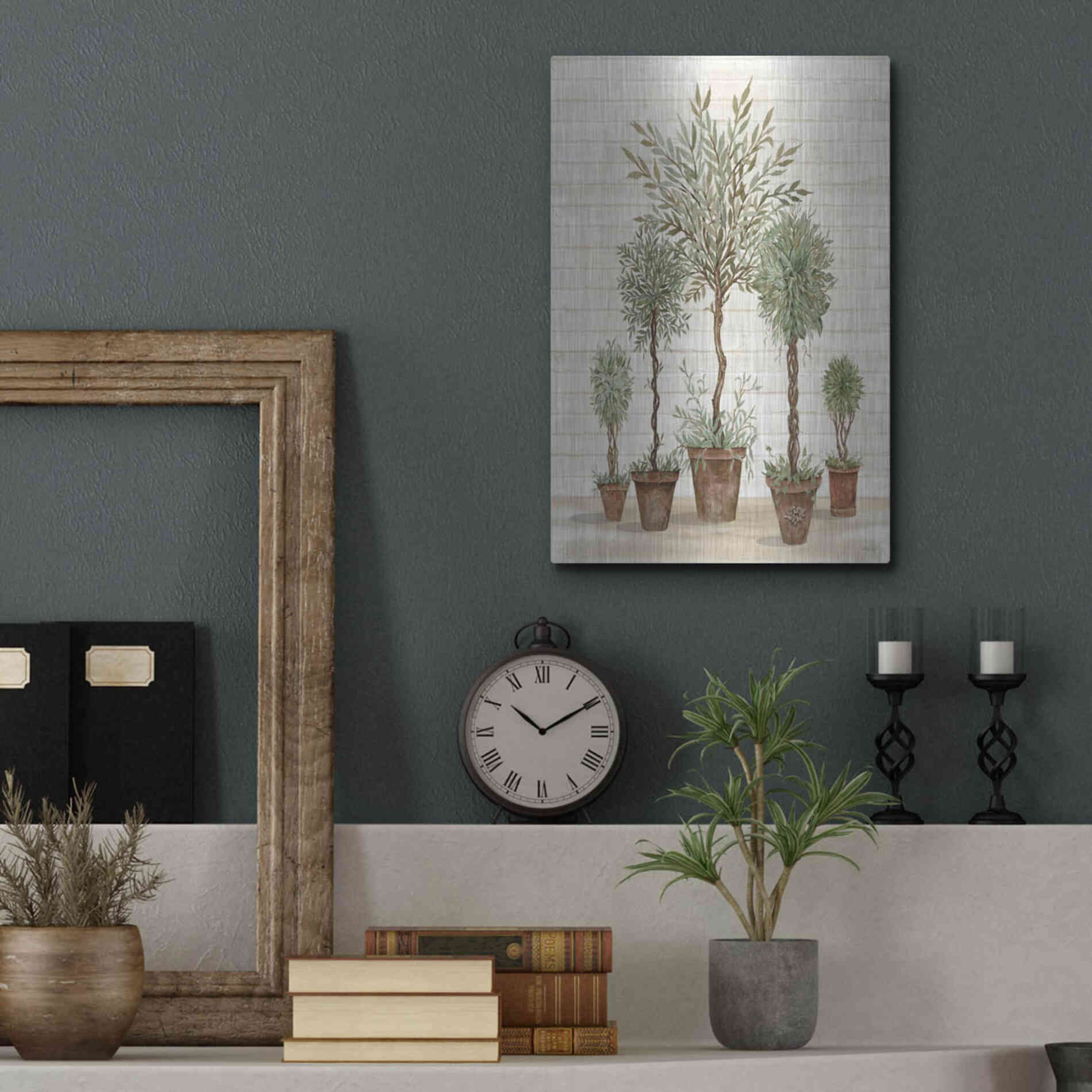 Luxe Metal Art 'Potted Tree Collection' by Cindy Jacobs, Metal Wall Art,12x16
