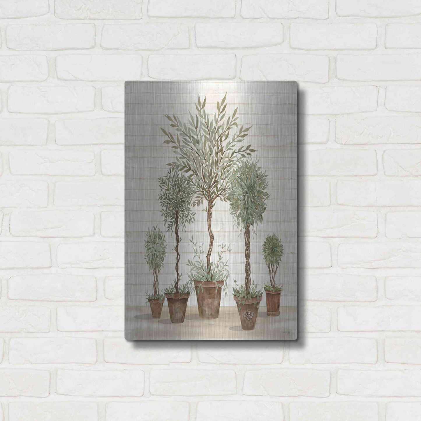 Luxe Metal Art 'Potted Tree Collection' by Cindy Jacobs, Metal Wall Art,16x24