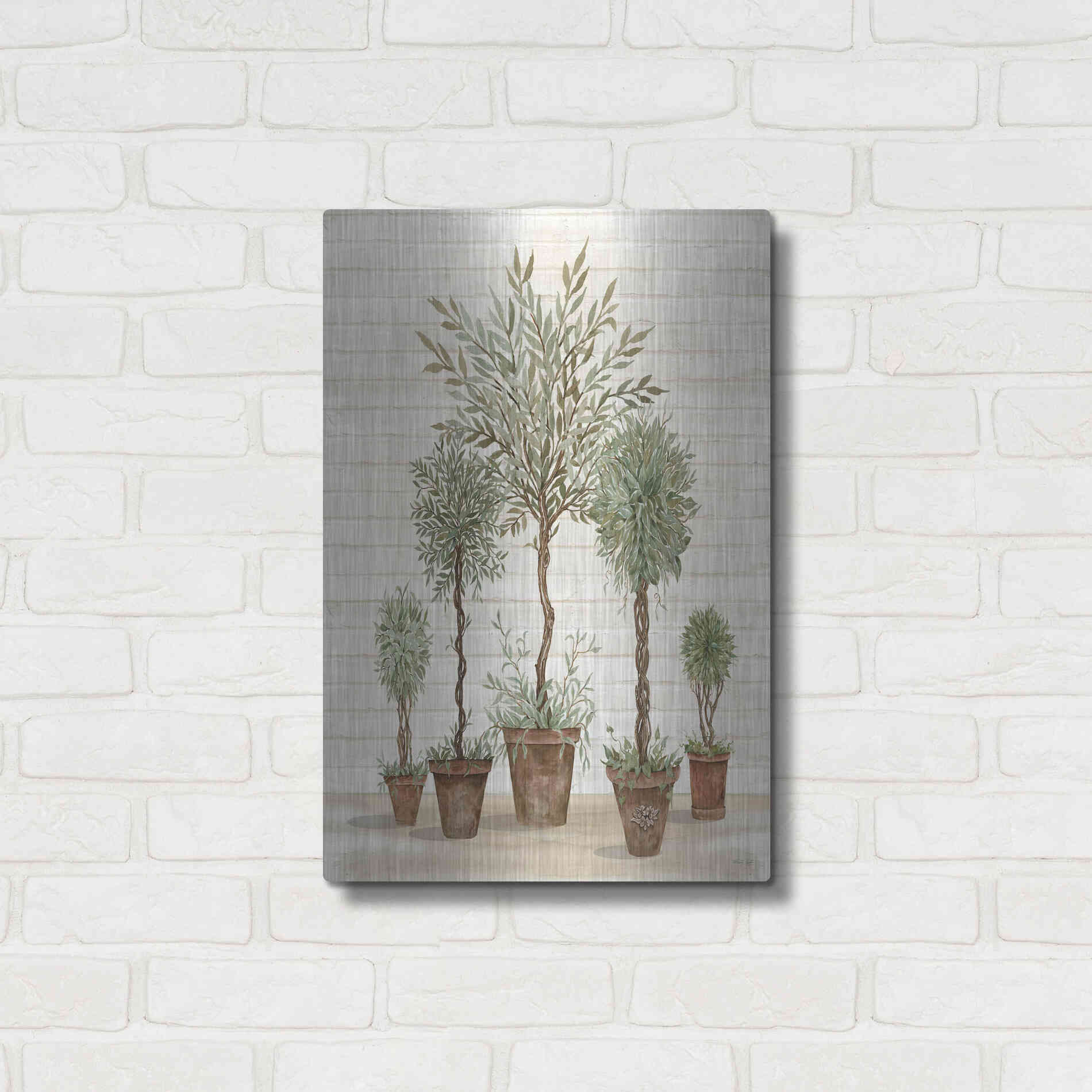 Luxe Metal Art 'Potted Tree Collection' by Cindy Jacobs, Metal Wall Art,16x24