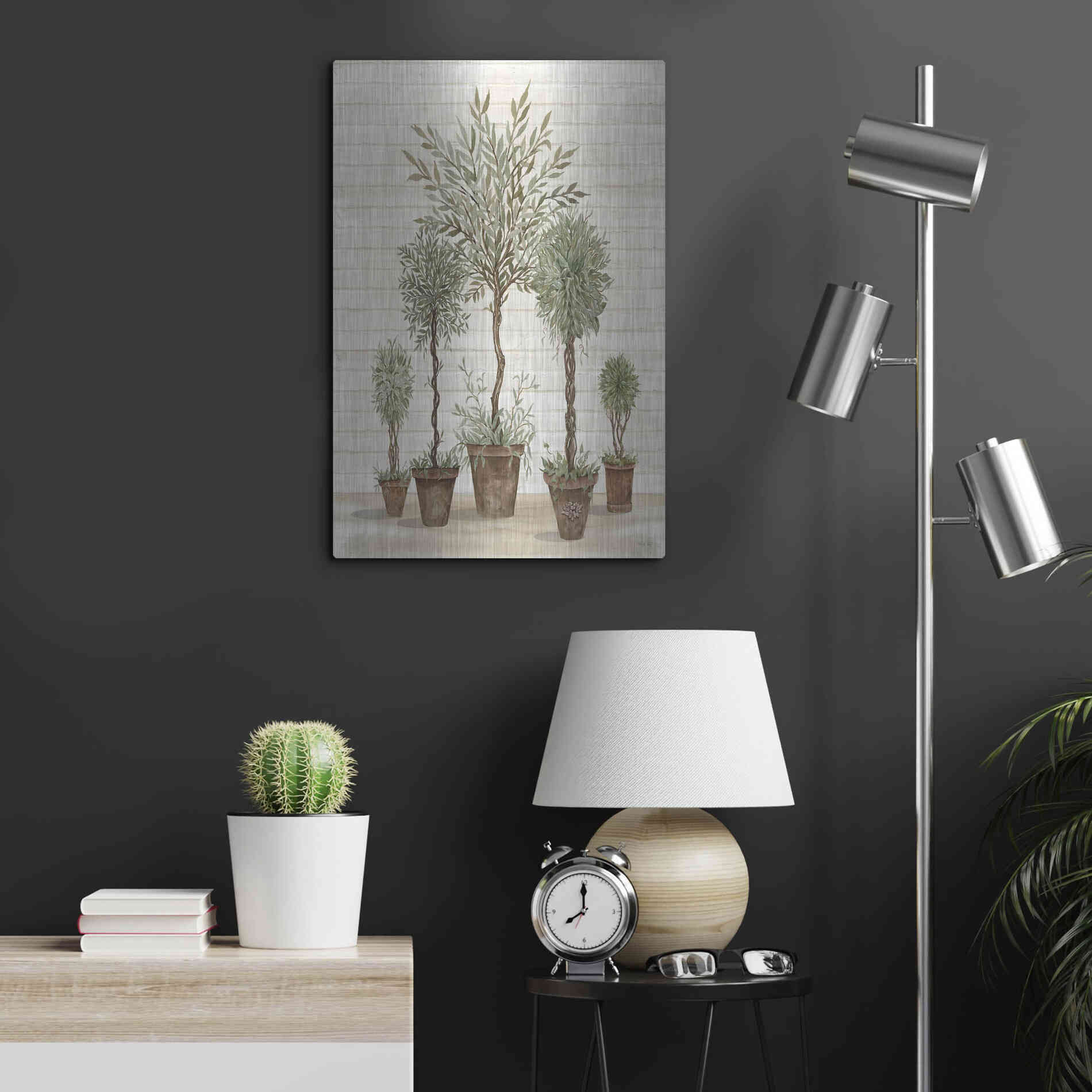 Luxe Metal Art 'Potted Tree Collection' by Cindy Jacobs, Metal Wall Art,16x24