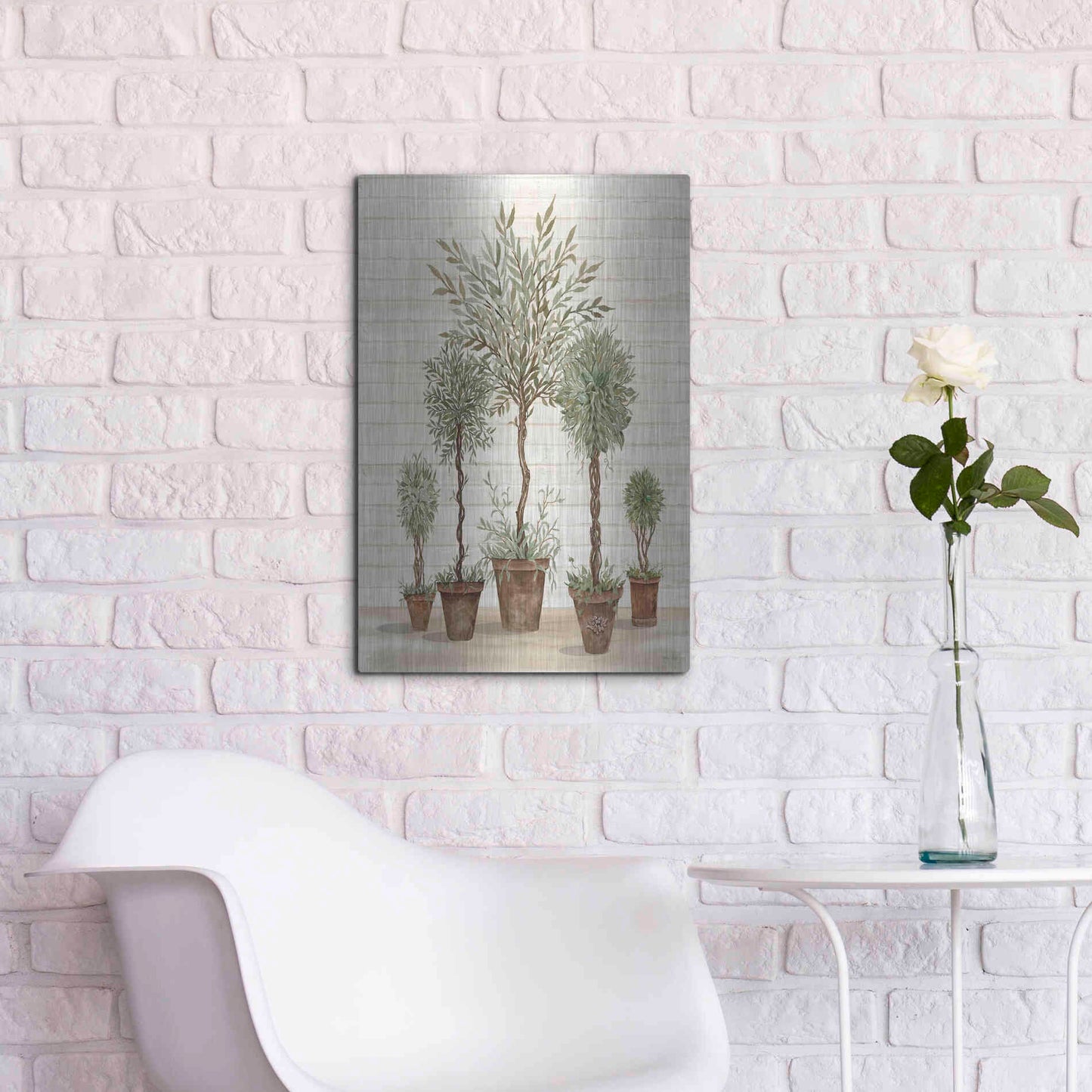 Luxe Metal Art 'Potted Tree Collection' by Cindy Jacobs, Metal Wall Art,16x24