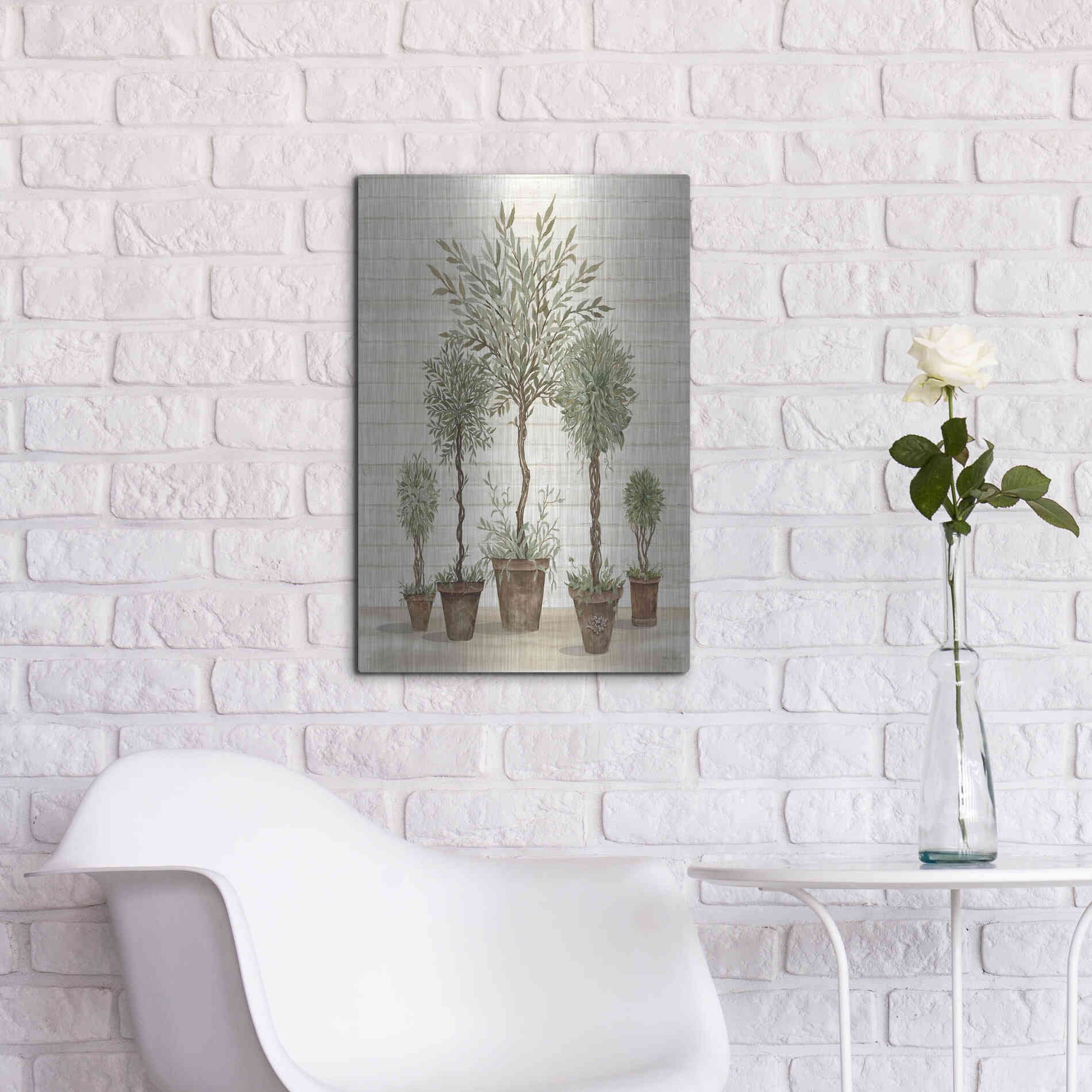 Luxe Metal Art 'Potted Tree Collection' by Cindy Jacobs, Metal Wall Art,16x24