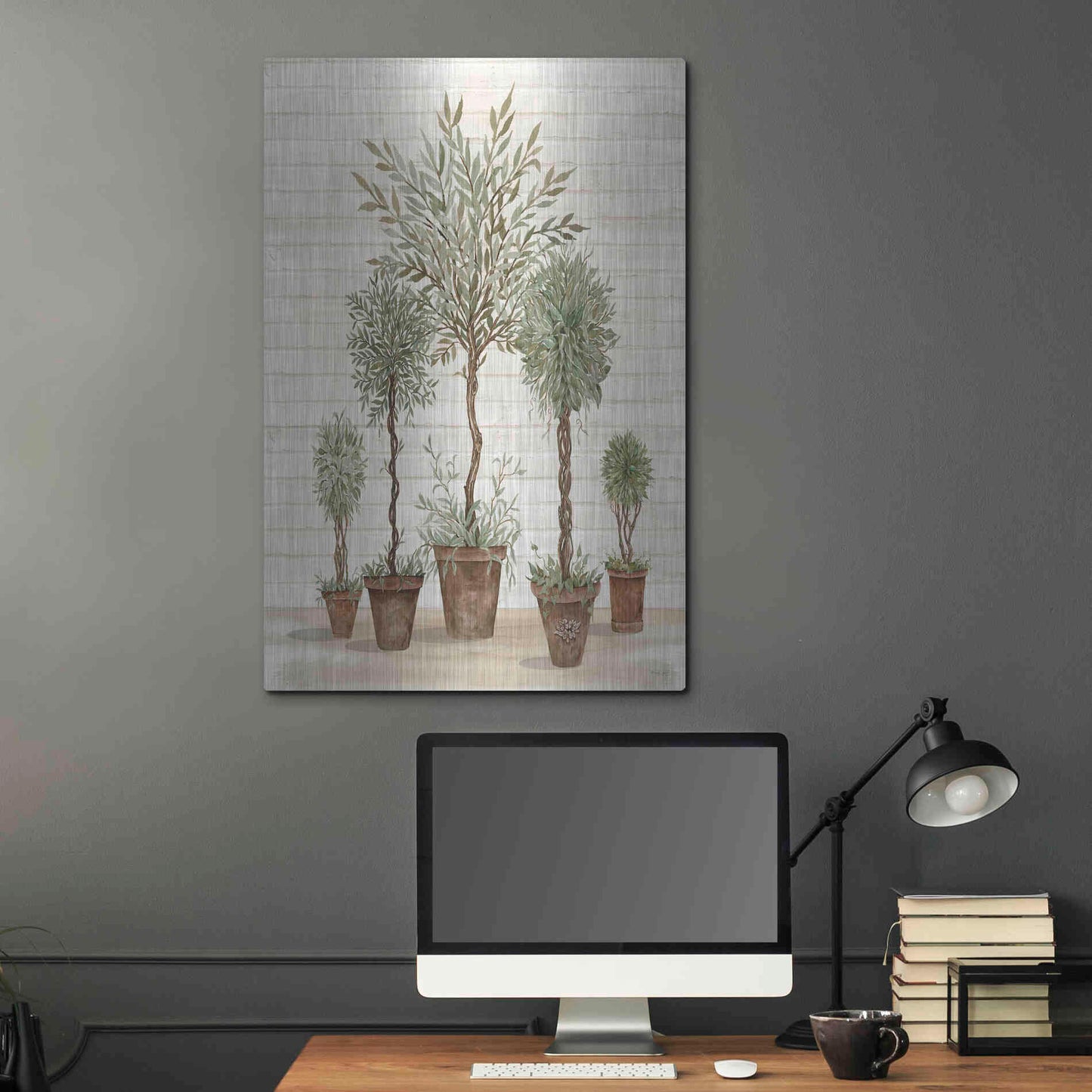 Luxe Metal Art 'Potted Tree Collection' by Cindy Jacobs, Metal Wall Art,24x36