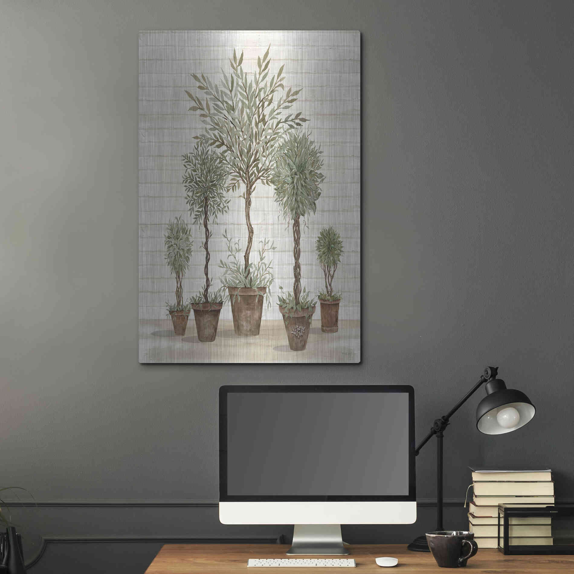 Luxe Metal Art 'Potted Tree Collection' by Cindy Jacobs, Metal Wall Art,24x36