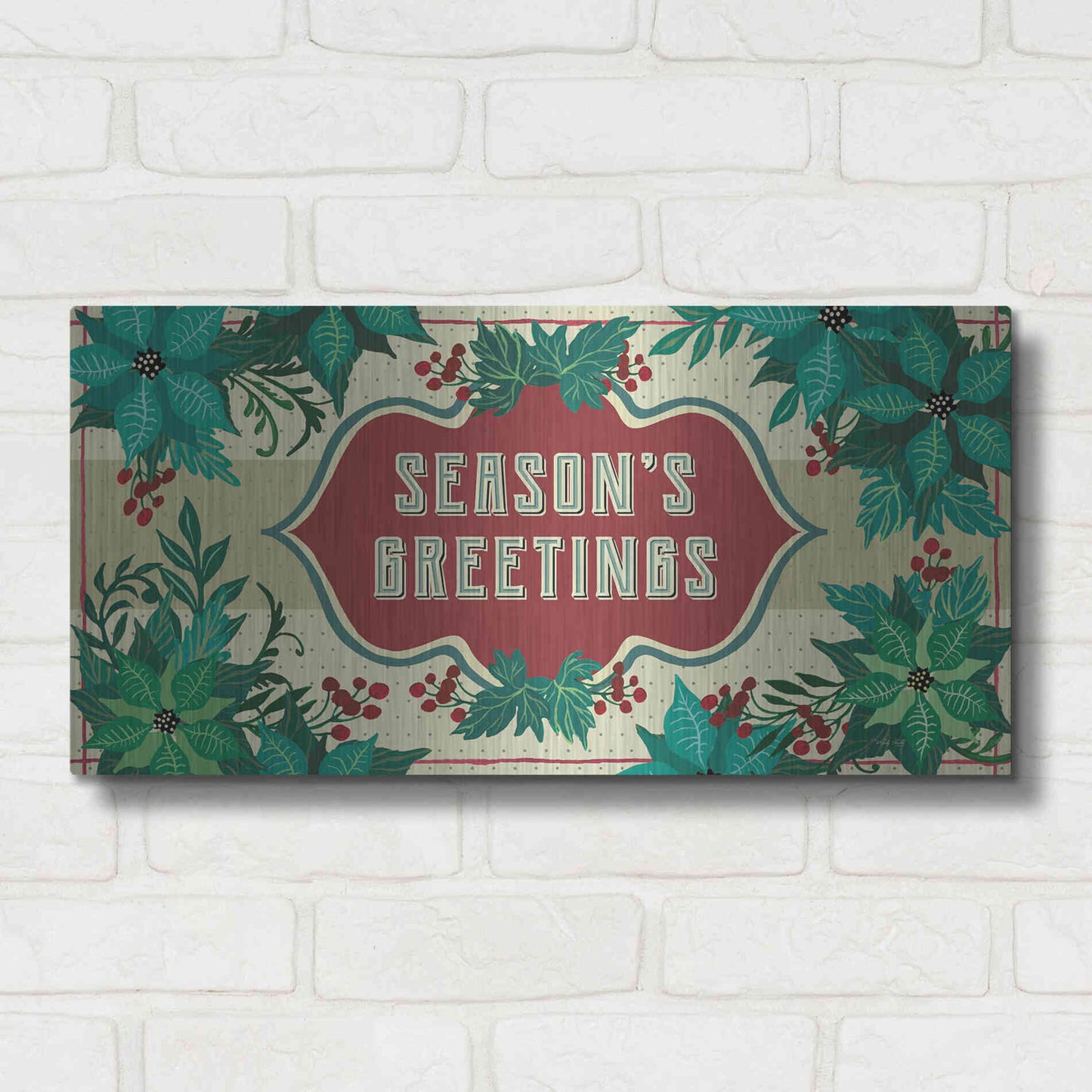 Luxe Metal Art 'Nostalgic Season's Greetings' by Cindy Jacobs, Metal Wall Art,24x12