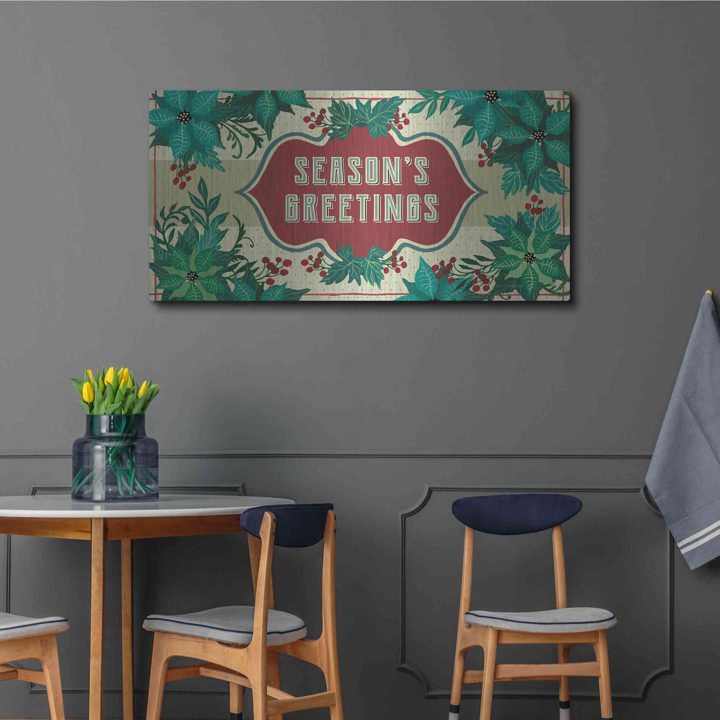 Luxe Metal Art 'Nostalgic Season's Greetings' by Cindy Jacobs, Metal Wall Art,48x24