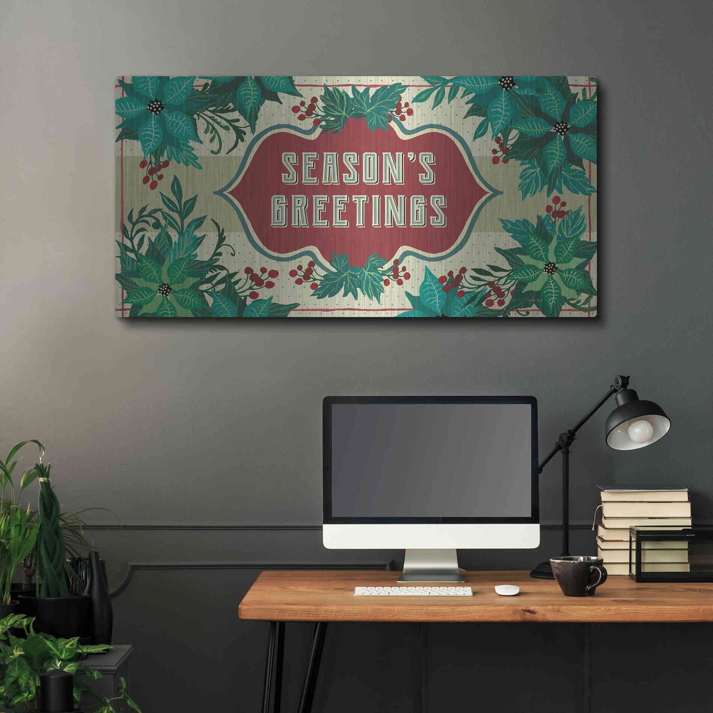 Luxe Metal Art 'Nostalgic Season's Greetings' by Cindy Jacobs, Metal Wall Art,48x24