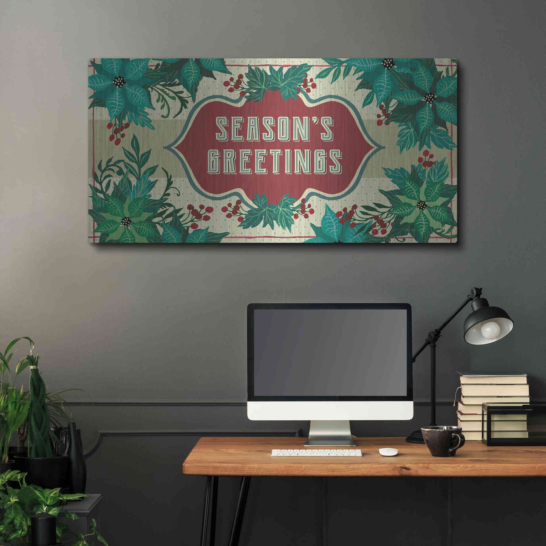 Luxe Metal Art 'Nostalgic Season's Greetings' by Cindy Jacobs, Metal Wall Art,48x24