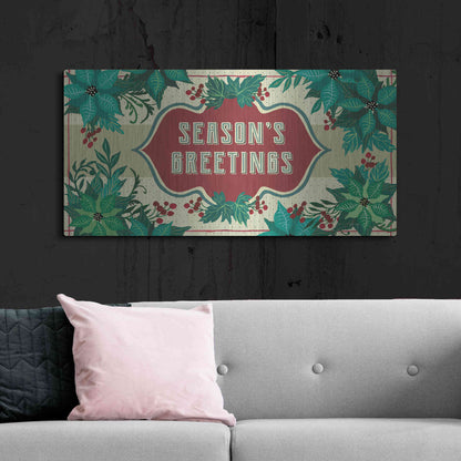 Luxe Metal Art 'Nostalgic Season's Greetings' by Cindy Jacobs, Metal Wall Art,48x24